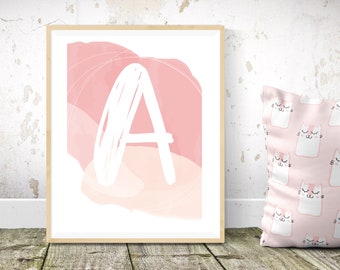 Kinderzimmer Aquarell Buchstaben Poster Wandbild