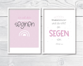 Segensvers Taufspruch Kinderzimmer Poster Set Wandbild DIGITALER DOWNLOAD