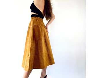 1990s suede skirt vintage 90s a-line skirt small