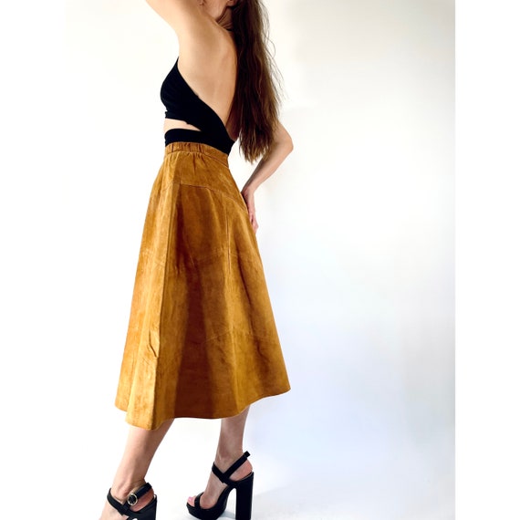 1990s suede skirt vintage 90s a-line skirt small - image 1