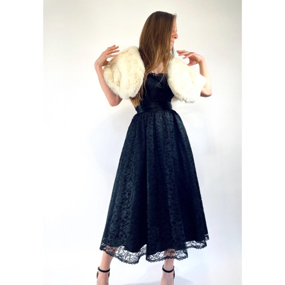 vintage rabbit fur shrug white fur shoulder shrug… - image 1