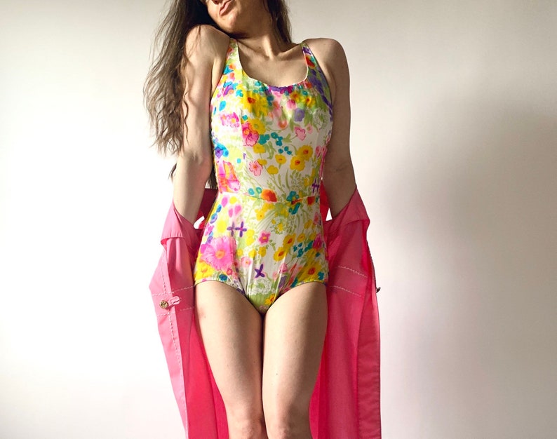 1960s swimsuit vintage 60s floral swimsuit by Sears image 1