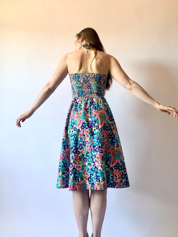 1970s dress vintage 60s 70s cotton floral dress h… - image 5