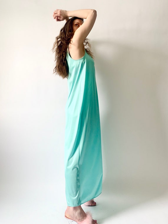 Vanity Fair nightgown vintage 1970s mint green la… - image 2