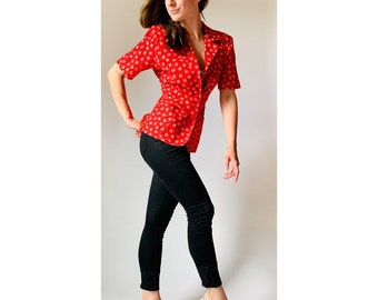 Blazer Red Short Sleeve Blazer anni 1980