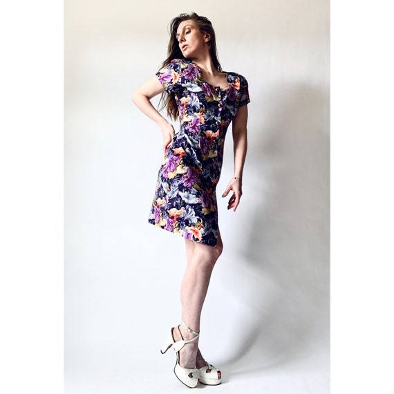 vintage 1980s floral dress 80s cotton shirt dress