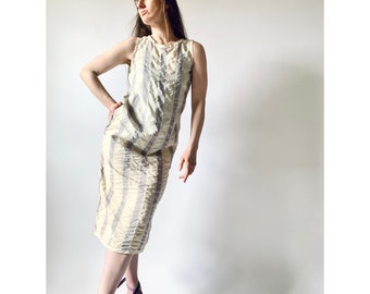 1990s dress vintage 90s striped sheath dress by Geoffrey Beene PartTwo