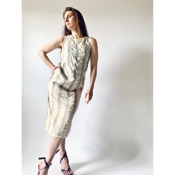1990s dress vintage 90s striped sheath dress by G… - image 1