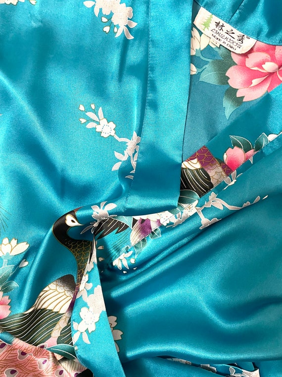 90s floral silky robe vintage lingerie - image 4