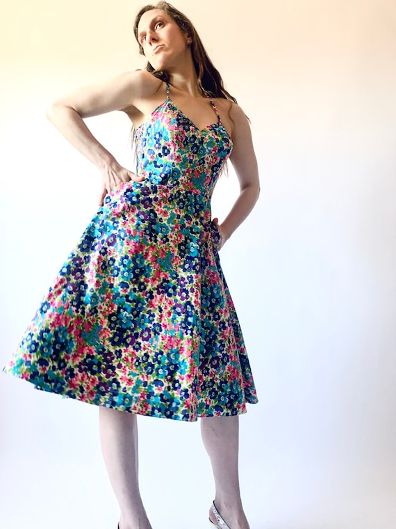 1970s dress vintage 60s 70s cotton floral dress h… - image 3