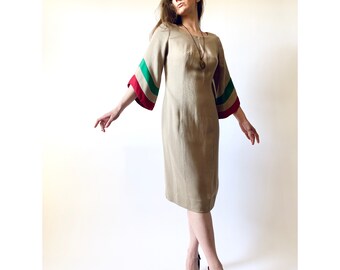 1960s dress vintage dress 60s fitted angel sleeve sheath dress by Sonni California w32