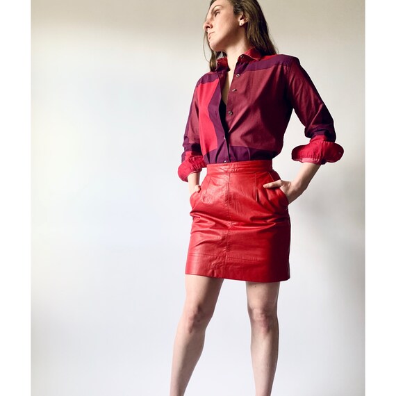 marimekko top vintage crisp cotton monochrome red