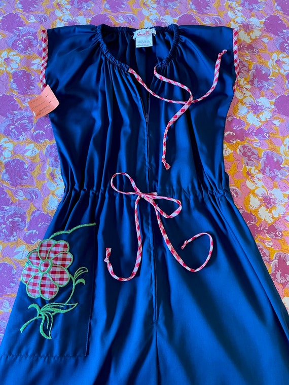 vintage 1960s dress 60s navy zip front deadstock … - image 3