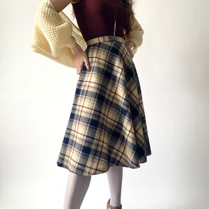 vintage plaid skirt 70s wool skirt w 26 small image 2