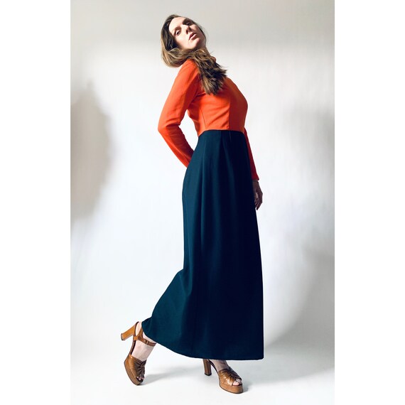 vintage 1970s dress color block maxi dress