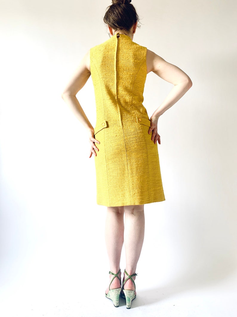 1960s dress vintage 60s yellow princess line sheath dress by Jonathan Logan image 2