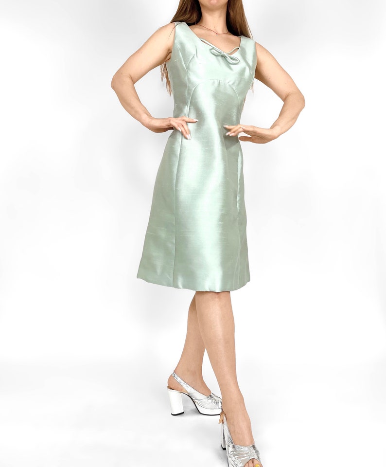 1960s silk dress vintage 60s aline dress by Bob Bugnand image 2