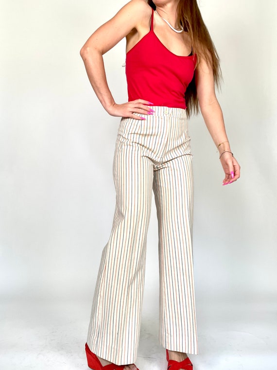 vintage linen pant 70s striped wide leg - image 4