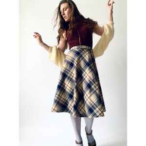 vintage plaid skirt 70s wool skirt w 26 small image 1