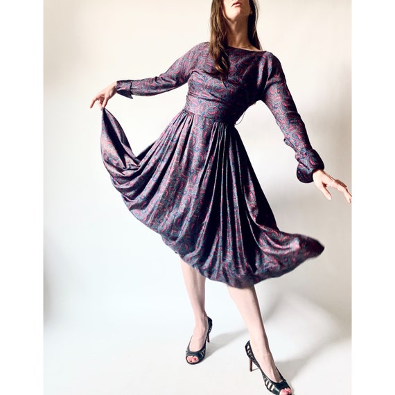 1960s Saks Fifth Avenue paisley print fit n flare