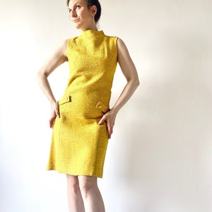 1960s dress vintage 60s yellow princess line sheath dress by Jonathan Logan image 1