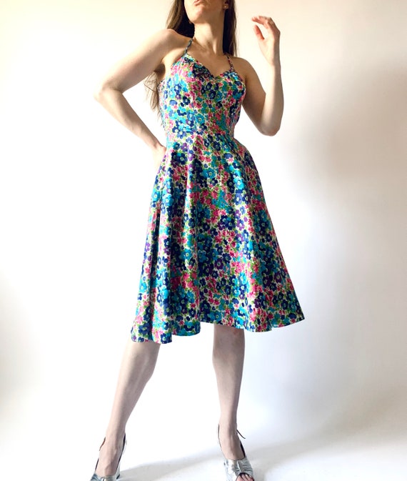 1970s dress vintage 60s 70s cotton floral dress h… - image 2