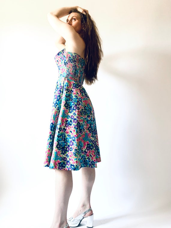 1970s dress vintage 60s 70s cotton floral dress h… - image 4