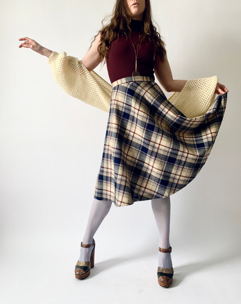 vintage plaid skirt 70s wool skirt w 26 small image 5