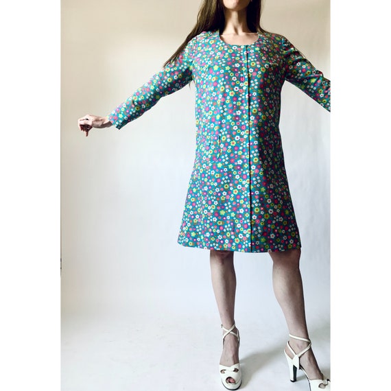 vintage 60s dress 1960s floral shift dress - image 7