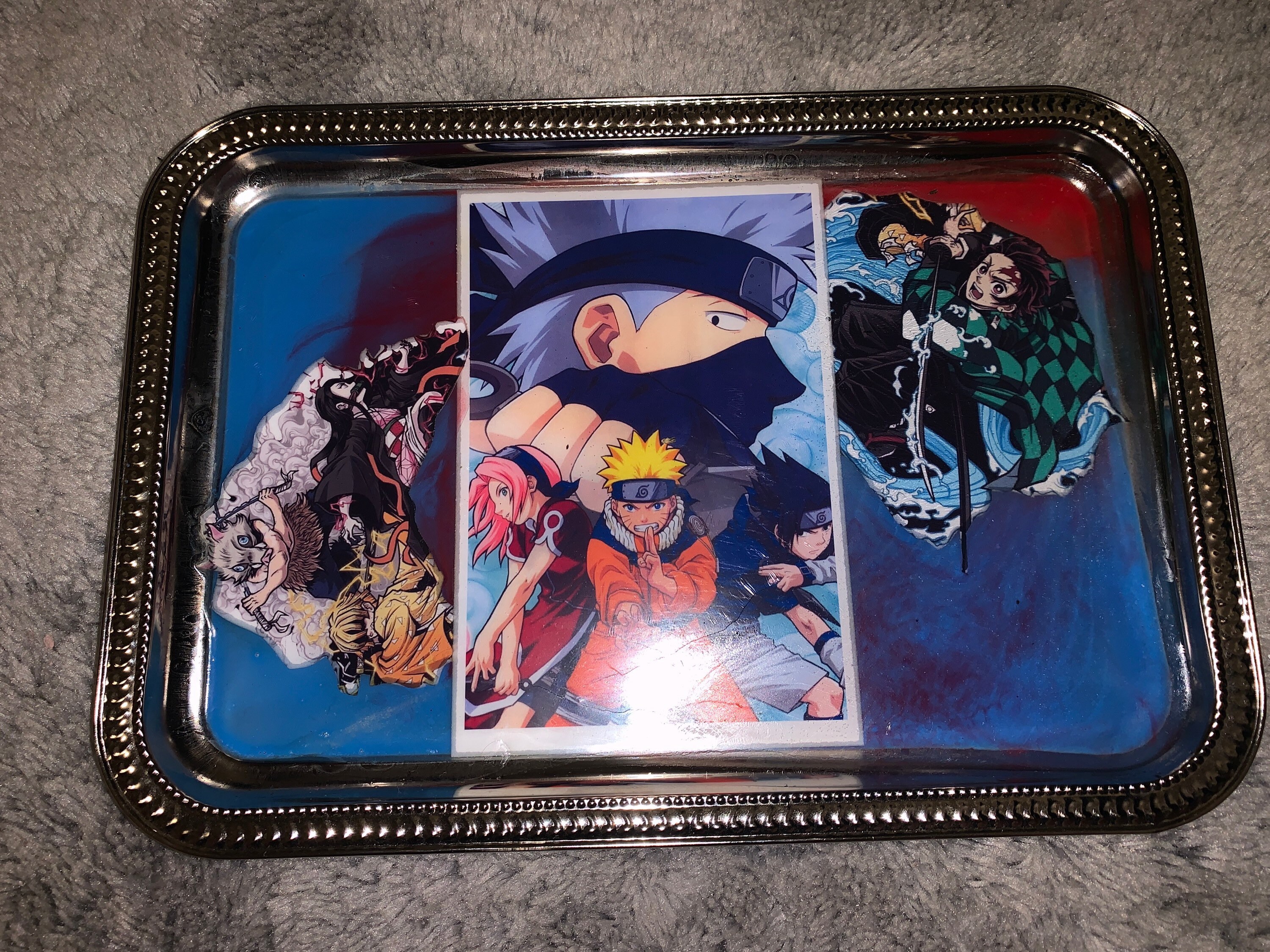 Rolling Tray 11X7 Inches With Magnetic Cover Anime Ninja Demon Skull