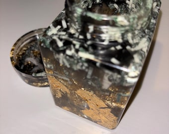 Tarro de escamas doradas con tapa (8,9 cm)