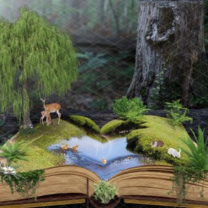 Book woodland animals scene Digital backdrop, digital background, Photoshop composite