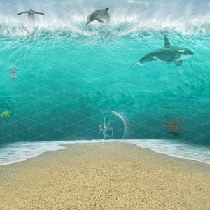 2 Mermaid/Moana inspired sea scenes, digital backdrops/backgrounds, Photoshop composite