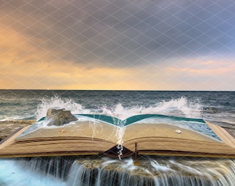 Book pirate/Moana/Mermaid nautical inspired seascape Digital backdrop, digital background, Photoshop composite