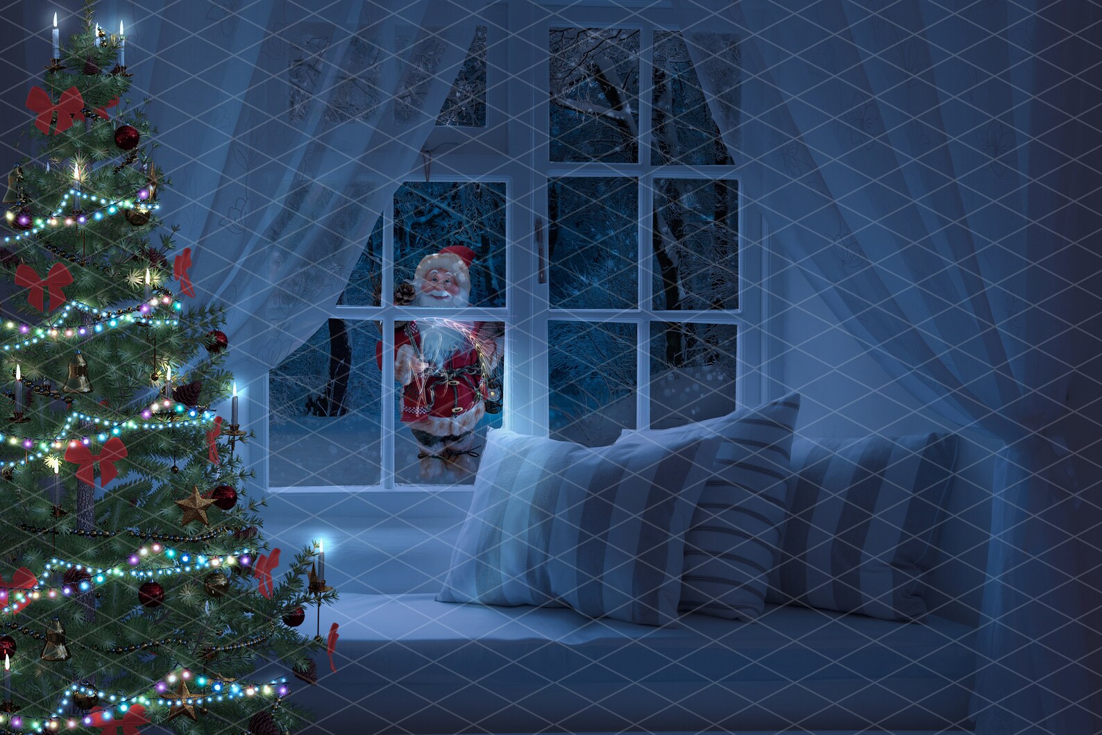 Christmas Eve/night Room Looking Out Through the Window - Etsy