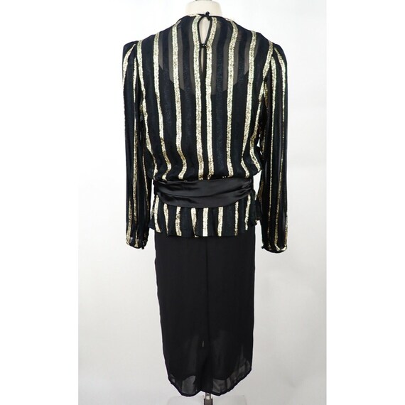 Vintage 80s Lizzy & Johnny Black Gold Lamé Stripe… - image 3