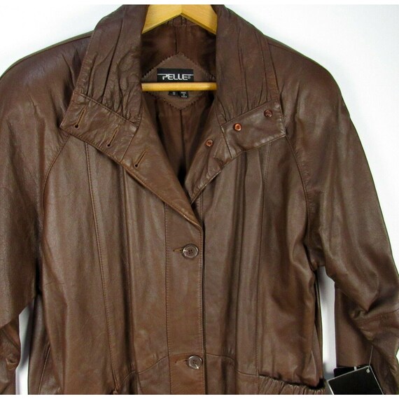 NOS Vintage Pelle Leather Trench Coat Womens S/M … - image 2