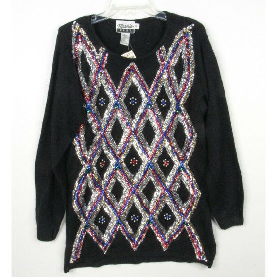 Vintage Marnie West Trophy Glam Sweater M Silk An… - image 1