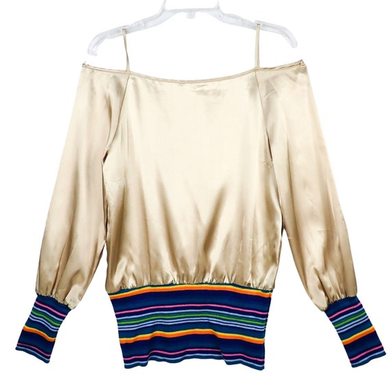 Xhilaration Gold & Rainbow Banded Waist Off-Shoul… - image 1