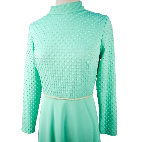 Vintage 60s Nubby Seafoam Polyester Textured Pear… - image 2