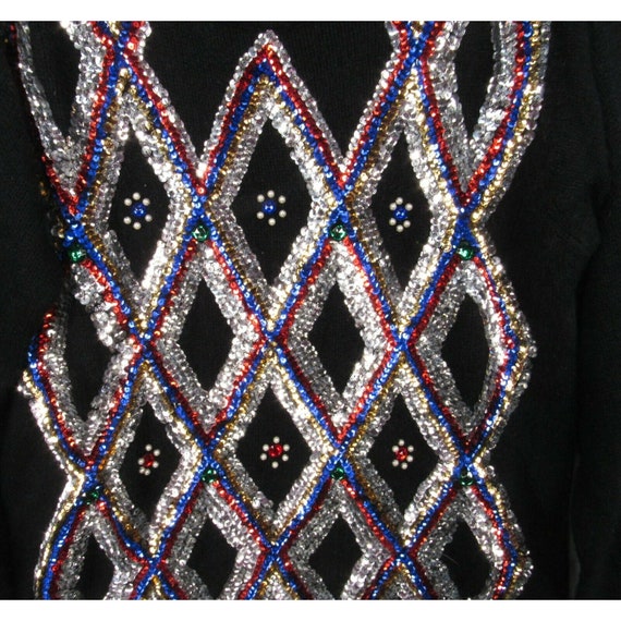 Vintage Marnie West Trophy Glam Sweater M Silk An… - image 2