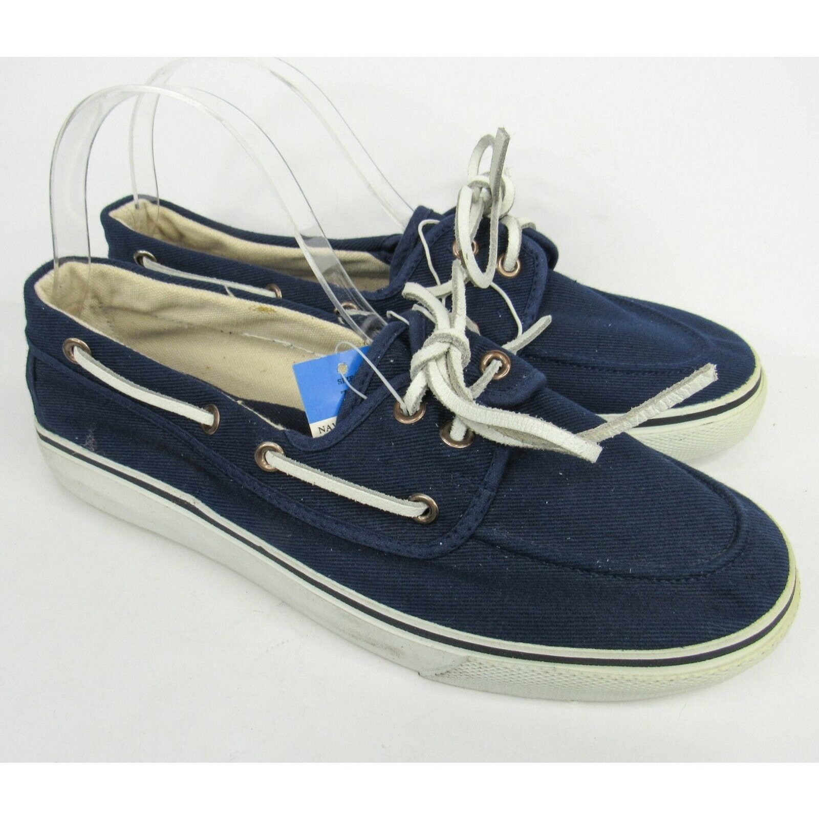 Vintage Merona Blue Canvas Loafers Boat Shoes Mens 7.5 Slip on