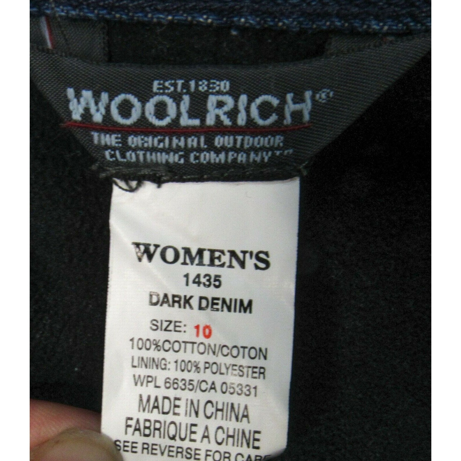 Woolrich Dark Denim Fleece Lined Warm 