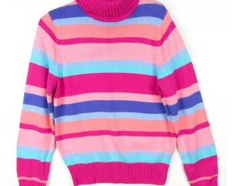 Croft u0026 Barrow Bold Pink Striped Turtleneck Sweater Size M - Etsy