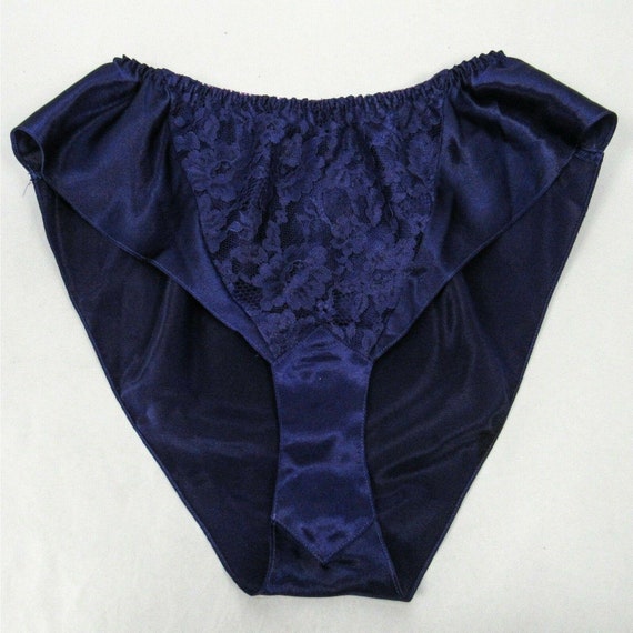 Vintage Victoria's Secret Purple Satin Ruffle Panties S fits L