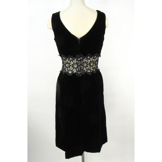 Vintage 60s Black Velvet Cocktail Mini Dress S Il… - image 4