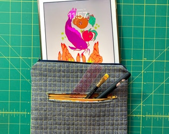 Grey Quilted Ipad Case