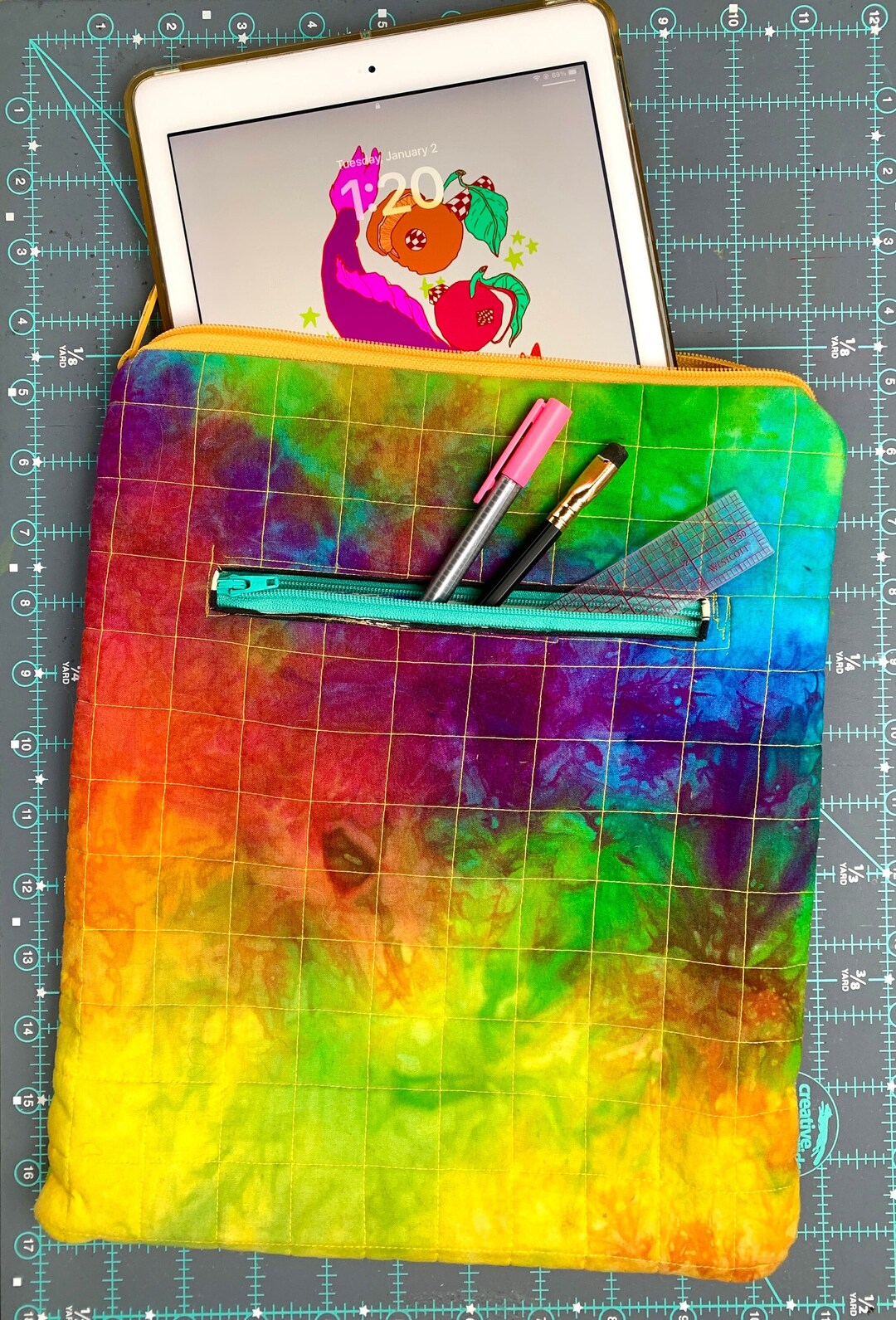 Rainbow Tiedye Quilted iPad Case Etsy
