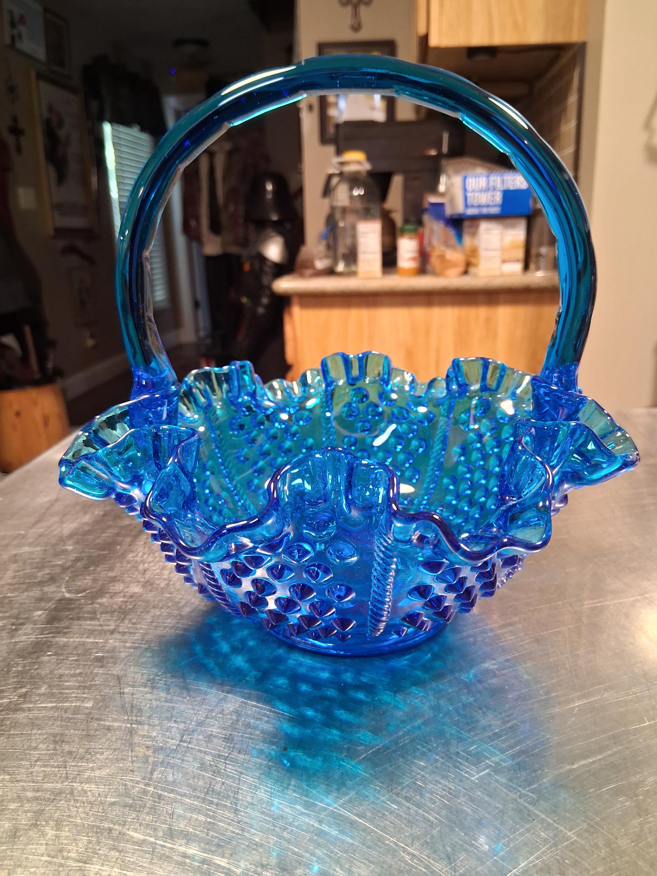 Fenton Blue Basket - Etsy