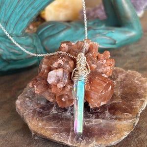Violet Aura Quartz Mini Crystal Point Silver Portal Pendant